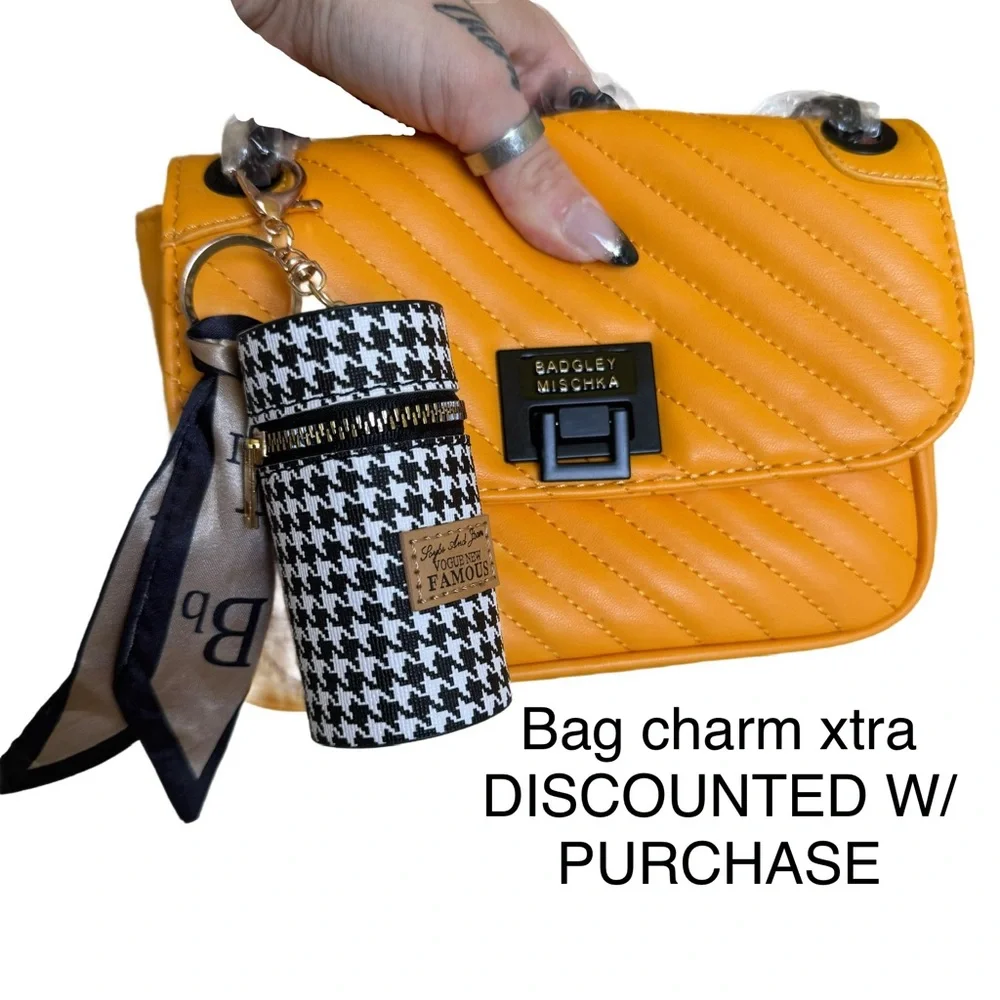 NWT! Badgley Mischka Handbag Yellow Vegan Leather - Picture 6 of 6